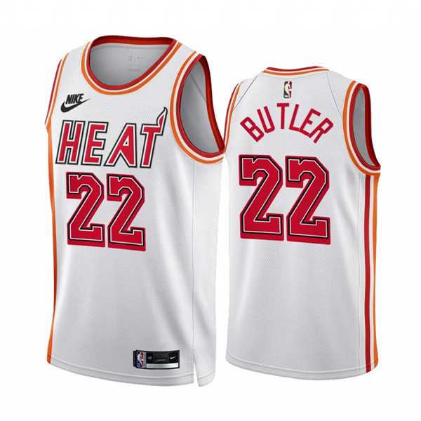 Men%27s Miami Heat #22 Jimmy Butler White Classic Edition Stitched Basketball Jersey Dzhi->miami heat->NBA Jersey